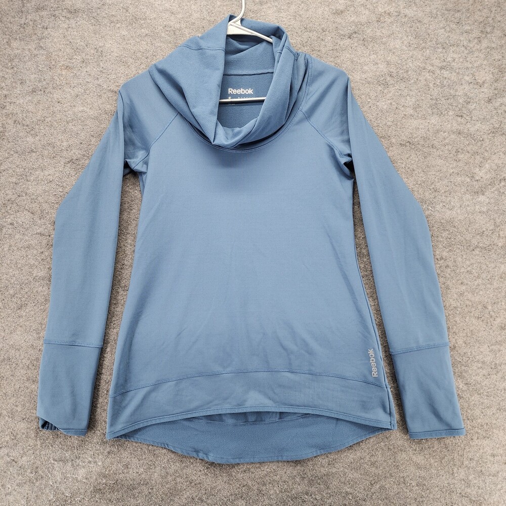 Reebok Sweatshirt Womens Small Play Warm Cowl Neck Long Sleeve Blue